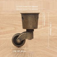 Lenkrollen aus massivem Messing mit Schraubbefestigung – Antiker Vintage-Stil – 1 Stück – Universelle Möbelrollen für Sofas und Tische – Bronze A von INEASICER