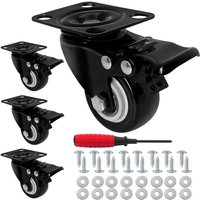 Ineasicer - Lenkrollen mit Feststeller, 50 mm Gummirollen, Tragkraft 280 kg (schwarz) von INEASICER