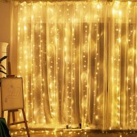 Lichterketten für den Außenbereich, LED-Lichtervorhang, 3 m x 3 m, 300 LEDs, USB, wasserdicht, 8 Modi, warmweißes Licht für Partydekoration, Lichterketten für den Außenbereich, LED-Lichtervorhang, 3 m x 3 m, 300 LEDs, USB, wasserdicht, 8 Modi, warmweißes Licht für Partydekoration, von INEASICER