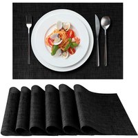 Loco Bird Tischsets, 6er-Set, Schwarz – 44 x 32 cm – waschbare PVC-Tischsets – hitzebeständige Tischsets – Platzsets – Tischmatten von INEASICER