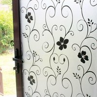 Milchglas-Dekorfolie für Fenster, schwarzes Blumenmuster, nicht klebend, kein Kleber, UV-beständig, statische Haftfolie (90 cm x 200 cm) von INEASICER