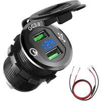 Motorrad-USB-Ladegerät QC3.0 USB-Autosteckdose Schnellladung für 12 V 24 V Auto Boot Motorrad SUV LKW Caravan Marine von INEASICER