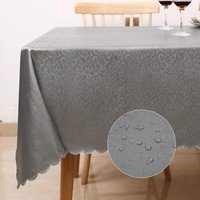 Rechteckige Tischdecke, fleckenabweisend, 140 × 200 cm, wasserdichte Tischdecke, rechteckige Küchentischdecke, PU-Wachstuch, leicht waschbar (grau) von INEASICER