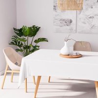 Rechteckige Tischdecke aus schmutzabweisendem Polyester, weiß, 180 x 260 cm. Hochtemperaturbeständig. Schlichtes und modernes Design. Einfarbig. von INEASICER