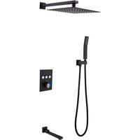 Ineasicer - Regenduschhahn aus Messing, 8 Zoll schwarzes quadratisches Duschhahn-Set von INEASICER