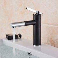 Schlichter und moderner schwarzer zylindrischer Waschbeckenhahn, Waschtisch-Mischbatterie - Schwarz-Chrom, 20 cm von INEASICER