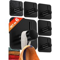 Selbstklebende Wandhaken - 6 Stück, Handtuchhalter fürs Bad, Handtuchhalter für die Küche, selbstklebende Garderobe aus Edelstahl, Schwarz Selbstklebende Wandhaken - 6 Stück, Handtuchhalter fürs Bad, Handtuchhalter für die Küche, selbstklebende Garderobe aus Edelstahl, Schwarz von INEASICER