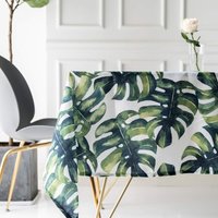 Tischdecke mit Monstera-Palmen, grünen Blättern, rechteckig, pastorale Gärten, waschbar, Stofftischdecke, langlebig, wasserdicht, schmutzabweisend Tischdecke mit Monstera-Palmen, grünen Blättern, rechteckig, pastorale Gärten, waschbar, Stofftischdecke, langlebig, wasserdicht, schmutzabweisend von INEASICER