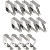 Tischdeckenklammern Outdoor, Tischdeckenklammern, 12 Edelstahl Tischdeckenklammern, Tischdeckenklammern Anti-Rutsch Fix Tischdecke für Tischstärke von INEASICER