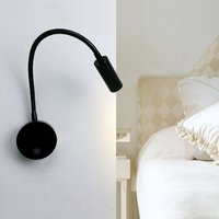 W LED-Nachttisch-Leselampe, LED-flexible Schwanen-Leselampe (schwarz), Wandleuchte, LED-Leseleuchte mit Schalter, Warmweiß 3000 K, modern von INEASICER