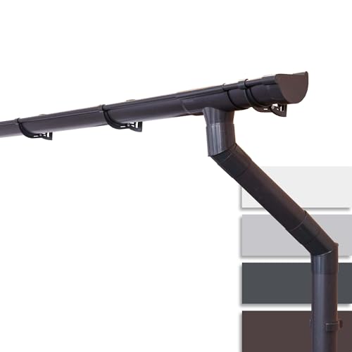 INEFA Dachrinnen Set Gartenhaus, Carport, Terrasse, NW100 / 100mm halbrund 3m Dunkelbraun 1 Dachseite, Regenrinne PVC für Pultdach, Made in Germany von INEFA