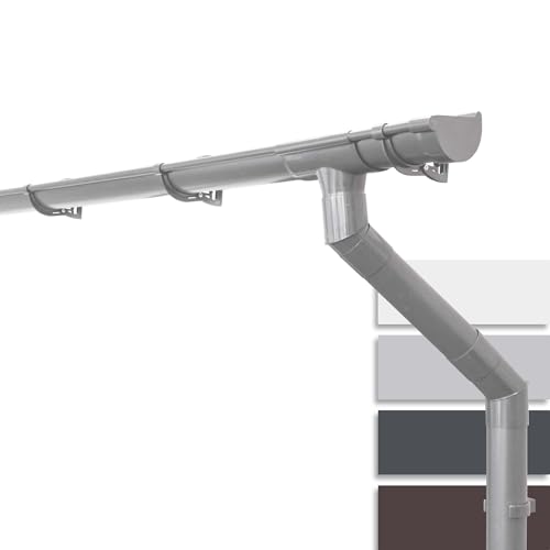 INEFA Dachrinnen Set Gartenhaus, Carport, Terrasse, NW100 / 100mm halbrund 3m Grau 1 Dachseite, Regenrinne PVC für Pultdach, Made in Germany von INEFA
