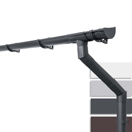 INEFA Dachrinnen Set Gartenhaus, Carport, Terrasse, NW100 / 100mm halbrund 6m Anthrazit 1 Dachseite, Regenrinne PVC für Pultdach, Made in Germany von INEFA