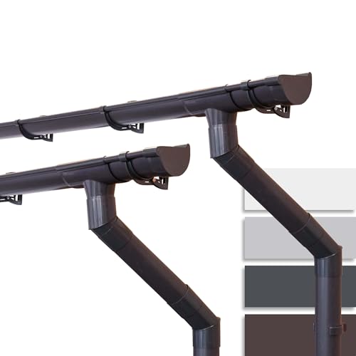 INEFA Dachrinnen Set Gartenhaus, NW100 / 100mm halbrund 2 x 3m Dunkelbraun zwei Dachseiten, Regenrinnen PVC für Satteldach, Made in Germany von INEFA