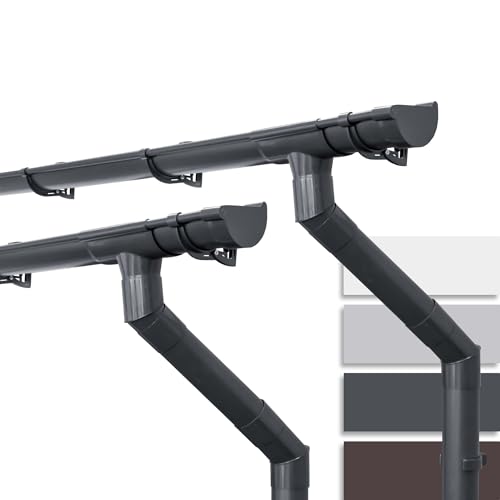 INEFA Dachrinnen Set Gartenhaus, NW100 / 100mm halbrund 2 x 4m Anthrazit zwei Dachseiten, Regenrinnen PVC für Satteldach, Made in Germany von INEFA