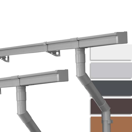 INEFA Dachrinnen Set Gartenhaus, NW68 / 68mm Kastenrinne 2 x 2m Grau Regenrinnen PVC für Pultdach, Made in Germany von INEFA