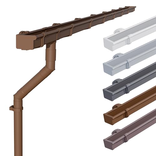 INEFA Dachrinnen Set Gartenhaus, NW68 / 68mm Kastenrinne 2 x 3m Braun Regenrinnen PVC für Pultdach, Made in Germany von INEFA