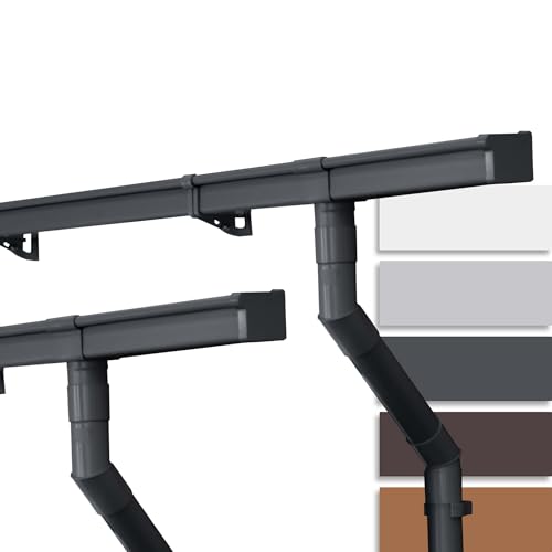 INEFA Dachrinnen Set Gartenhaus, NW68 / 68mm Kastenrinne 2 x 5m Anthrazit Regenrinnen PVC für Pultdach, Made in Germany von INEFA