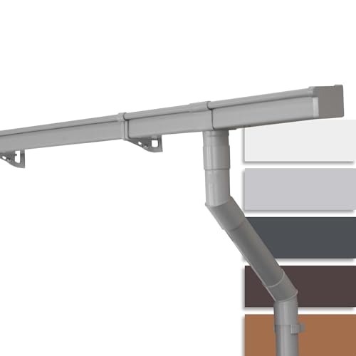 INEFA Dachrinnen Set Gartenhaus, NW68 / 68mm Kastenrinne 3m Grau Regenrinnen PVC für Pultdach, Made in Germany von INEFA