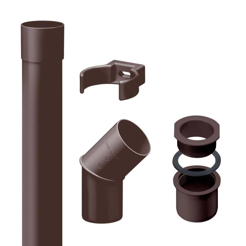 Inefa Fallrohr Set PVC 2m DN 50 Dunkelbraun Optimale Dachentwässerung von INEFA