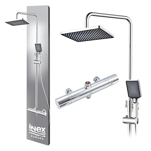 INEX EUROPA Thermostat-Duschsäule aus Poliertem Chrom mit 2 Betriebsmodi, Handbrause und Quadratischem Duschkopf – Thermostat-Duschsäule mit Sicherheitsventil und 10 Jahren Garantie INEX EUROPA Thermostat-Duschsäule aus Poliertem Chrom mit 2 Betriebsmodi, Handbrause und Quadratischem Duschkopf – Thermostat-Duschsäule mit Sicherheitsventil und 10 Jahren Garantie von INEX Europa