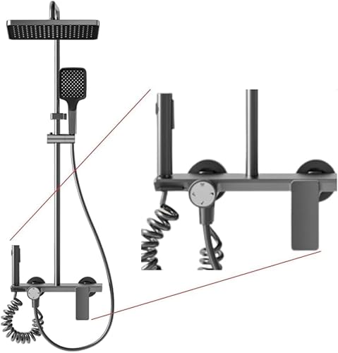 INEX Europa Duschsäule Schwarz/Grau Titan mit quadratischem Kopf - 4-in-1 Badezimmersäule mit Handbrause, Kopf, Wasserhahn und Strahl, Badezimmersäule mit modernem Design und 10 Jahren Garantie INEX Europa Duschsäule Schwarz/Grau Titan mit quadratischem Kopf - 4-in-1 Badezimmersäule mit Handbrause, Kopf, Wasserhahn und Strahl, Badezimmersäule mit modernem Design und 10 Jahren Garantie von INEX Europa