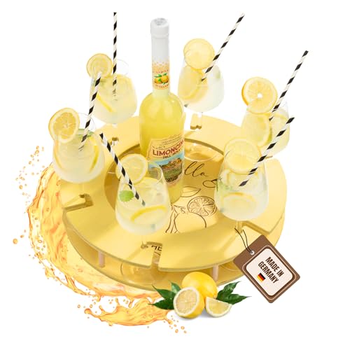INEXTERIOR AperitifBar – Tablett für Weingläser – Geschenk für Mädelsabende – Geeignet für Aperol Spritz, Wildberry Lillet, Limoncello, Hugo (Limoncello Rezept, Gelb) von INEXTERIOR
