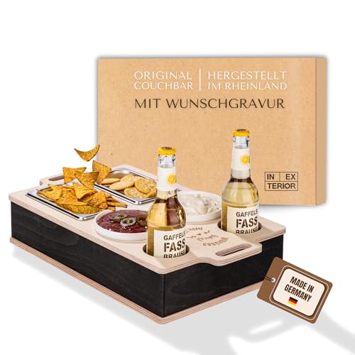 INEXTERIOR CouchBar Double - PERSONALISIERBAR - handgefertigt in Deutschland - Snackschalen und Flaschenhalter - Couchbutler couchorganizer Sofaorganizer Sofaablage Tablett Couchbutler (Design 1) von INEXTERIOR