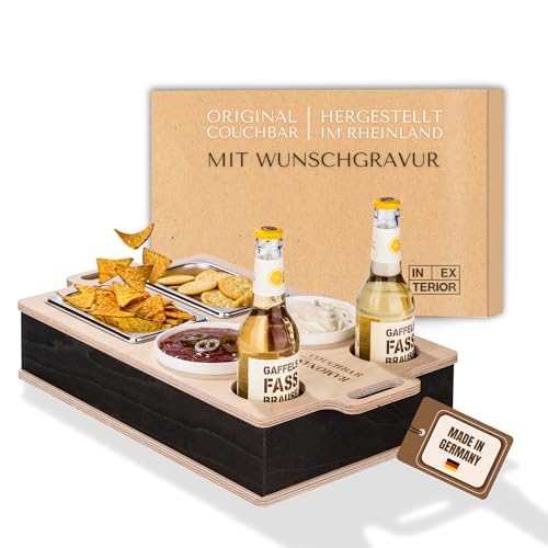 INEXTERIOR CouchBar Double - PERSONALISIERBAR - handgefertigt in Deutschland - Snackschalen und Flaschenhalter - Couchbutler couchorganizer Sofaorganizer Sofaablage Tablett Couchbutler (Design 2) von INEXTERIOR