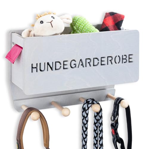 INEXTERIOR Hundegarderobe CLASSIC aus Holz - personalisierbar - in Deutschland handgefertigt - Garderobe für Hundeleinen mit Abl... von INEXTERIOR