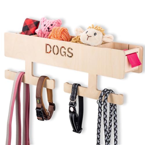 INEXTERIOR Hundegarderobe XL - Leinenhalter mit großer Ablage - Hundezubehör - DOGS - aus Birkenholz - personalisierbar - Made in Germany von INEXTERIOR