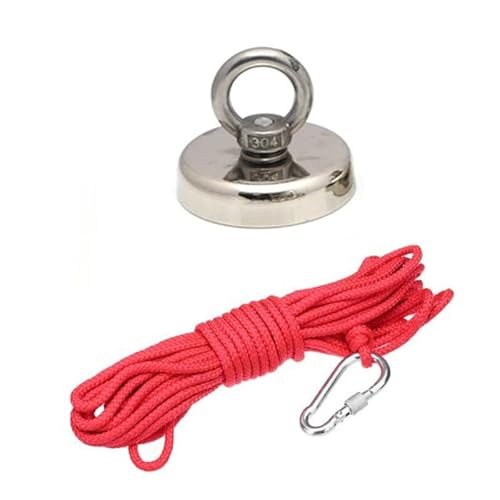 30kg Haftkraft Neodym-Magnet Angelmagnet mit 10M Seil Magnet zum Magnetfischen 32mm Durchmesser Suchmagnet von INF