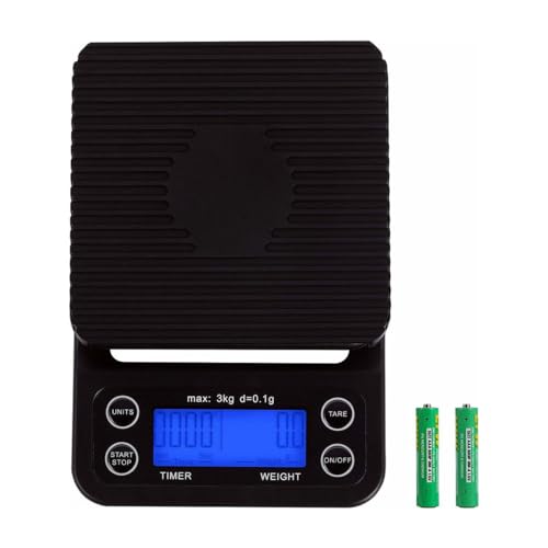 INF Digitale Küchenwaage, Kaffeewaage, Digitalwaage, 3 kg, hohe Präzision (0.1 g), LCD-Display, schwarz von INF
