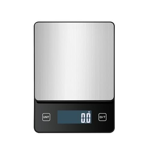 INF Digitale Küchenwaage 5 kg / 0,1 g, Perfekt zum Kochen oder Backen, Mit Tara-Funktion, 10 Maßeinheiten, Großes LCD-Display mit Hintergrundbeleuchtung von INF