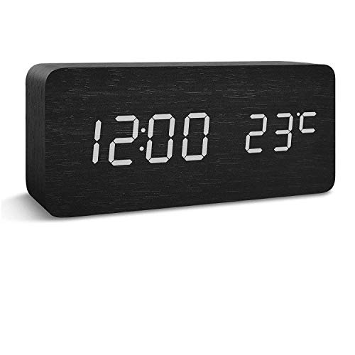 INF LED Digitaler Wecker mit USB-Ladeanschluss, Große Ziffern Display, Helligkeit Regelbar, Weck-Alarm, Kalender, Tischuhr - Schwarz von INF