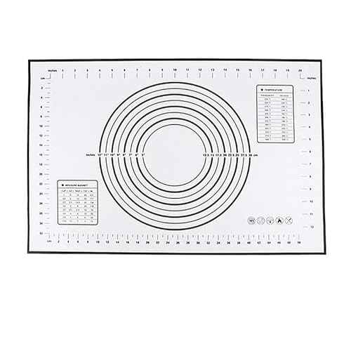 INF Silikonmatte Backmatte Silikon Teigmatte mit Messung Antihaft, Rutschfest, Wiederverwendbar, 70 x 50 cm von INF