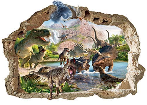 Dinosaurier-Wandaufkleber 3D entfernbare PVC-Hauptwanddekor-Jungen und Mädchen Schlafzimmer T-REX Aufkleber-Tapeten-Abziehbilder für Kinderzimmer Jurassic Weltdinosaurier-Wandabziehbilder 47cm X 71cm von INFANS