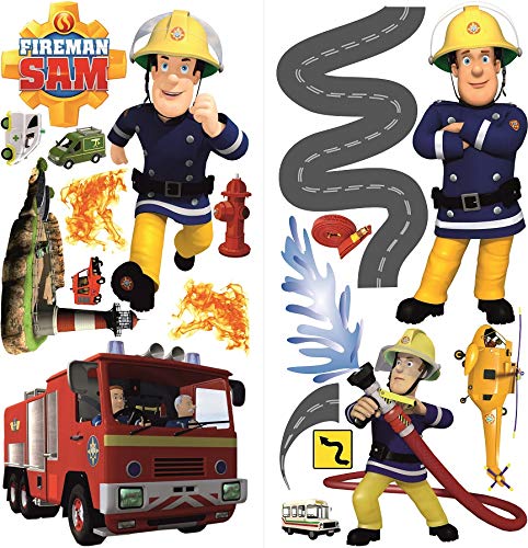 Feuerwehrmann Sam Wandsticker für Kinderzimmer,fireman sam wandtattoo,Feuerwehrmann Sam wandtattoos 70 x 35 cm, 2 Bögen von INFANS