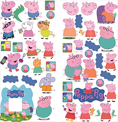 Peppa Pig Wandtattoo für Schlafzimmer Jungen und Mädchen Wandbild Aufkleber 70cmx35cmx2Blatt von INFANS