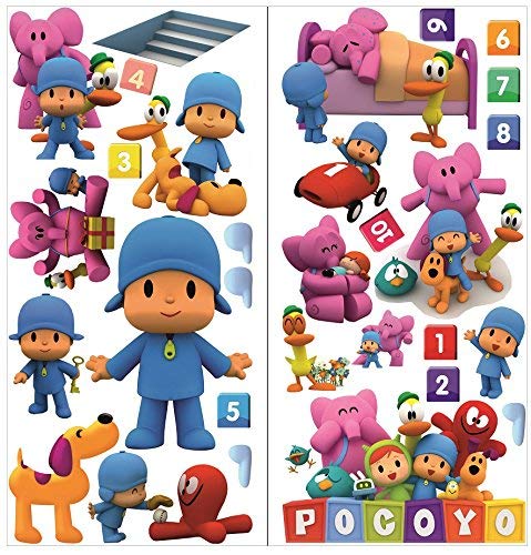 Pocoyo Wandsticker für Schlafzimmer Jungen und Mädchen Wandbild Wandtattoo Kunsttapete Aufkleber für Kinderzimmer Wandkunst Spielzimmer 70cm x 35cm x 2 Blatt von INFANS