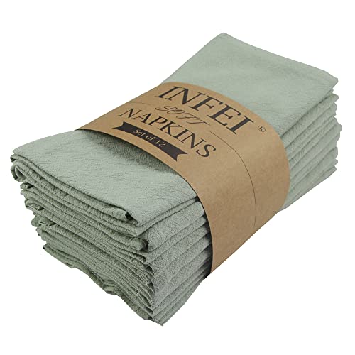 INFEI Einfarbige Cloth Servietten aus Geschirrtuch, 12er-Set (15,7 x 11,8 Zoll), Wiederverwendbare Küchentischserviette aus Baumwolle, für Partys, Hochzeiten, Hotel und Heimgebrauch (Avocado) von INFEI