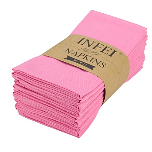 INFEI Servietten aus Baumwolle, einfarbig, 43,2 x 43,2 cm, 12 Stück 17 x 17 inches rose von INFEI