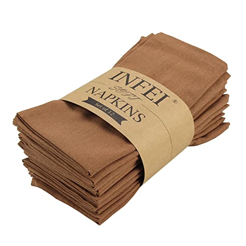 INFEI weich Baumwoll-Leinen gemischt Abendessen Cloth Servietten, 12 Stück (40 x 40 cm), für Veranstaltungen und den Heimgebrauch (Kaffee) von INFEI