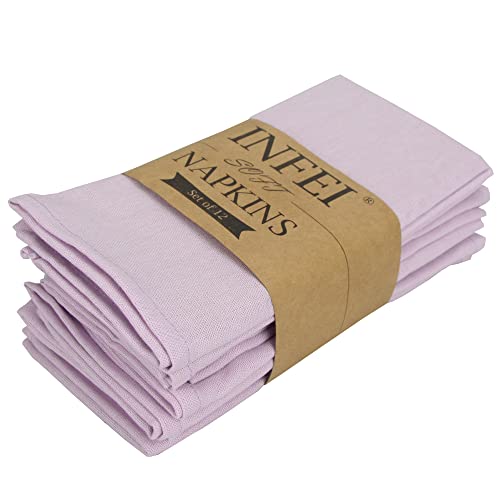 INFEI weich Baumwoll-Leinen gemischt Abendessen Cloth Servietten, 12 Stück (40 x 40 cm), für Veranstaltungen und den Heimgebrauch (Lavendel) von INFEI