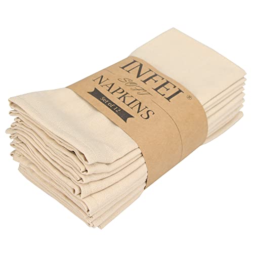 INFEI weich Baumwoll-Leinen gemischt Abendessen Cloth Servietten, 12 Stück (40 x 40 cm), für Veranstaltungen und den Heimgebrauch (Leinen) von INFEI