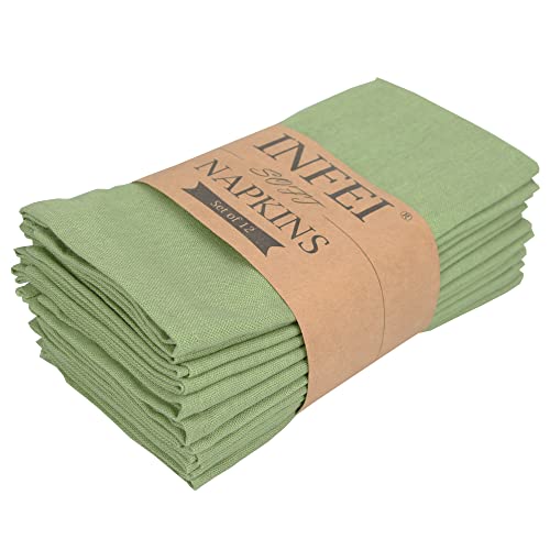 INFEI weich Baumwoll-Leinen gemischt Abendessen Cloth Servietten, 12 Stück (40 x 40 cm), für Veranstaltungen und den Heimgebrauch (Limette) von INFEI