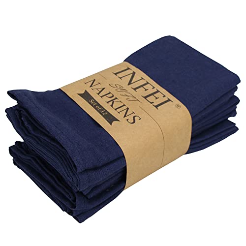 INFEI weich Polyester -Leinen gemischt Abendessen Cloth Servietten, 12 Stück (40 x 40 cm), für Veranstaltungen und den Heimgebrauch (Navy) von INFEI