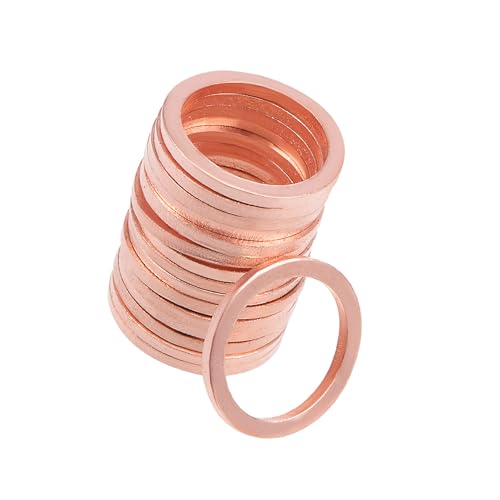 INFINAUTO 20 Stück M14 x 18 mm x 1,5 mm Kupfer flache Unterlegscheibe Dichtungsring für Schraube Bolzen Mutter stilvolles Design von INFINAUTO
