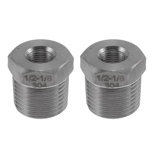 INFINAUTO 304 Edelstahl-Rohrverschraubungen, 1,27 cm Außengewinde x 1/8 Zoll Innengewinde, BSPT-Reduzierstück, Sechskantbuchse, 2 Stück von INFINAUTO