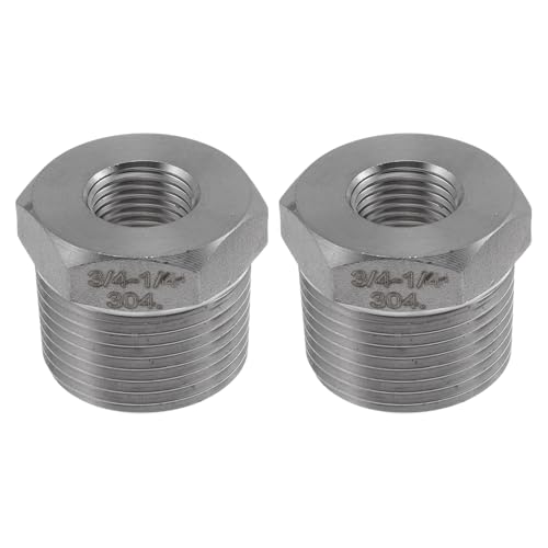 INFINAUTO 304 Edelstahl-Rohrverschraubungen, 3/4 Zoll Außengewinde x 1/4 Zoll Innengewinde, BSPT Reduzierstück, Sechskantbuchse, 2 Stück von INFINAUTO
